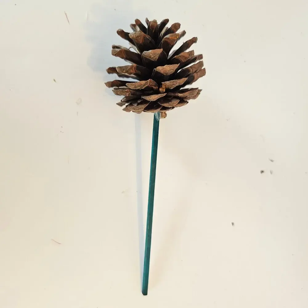 30 Natural Pine Cone Floral Picks 7in Green Wood Stems Wreath Craft Rustic Decor